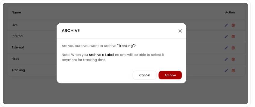 archive popup dashboard
