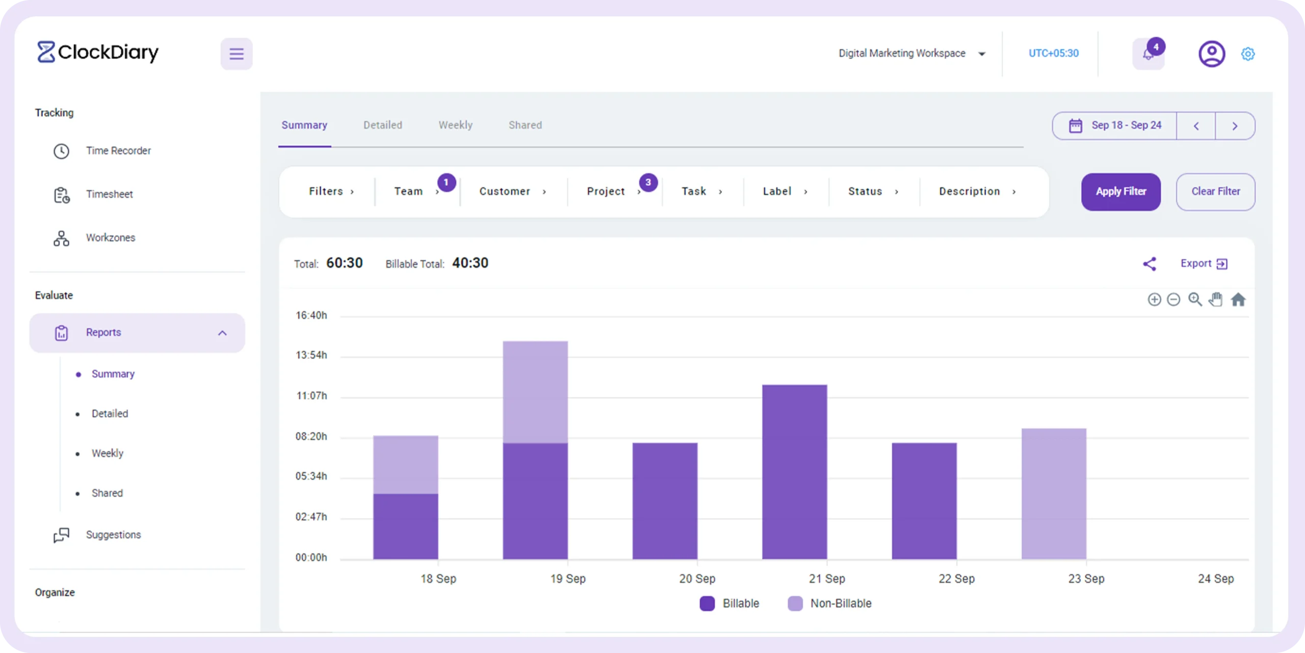 Customized Reports in Clockdiary