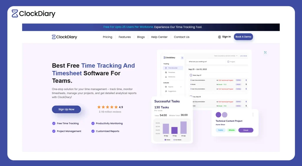 Clockdiary Clock In Clock Out Software Home Page