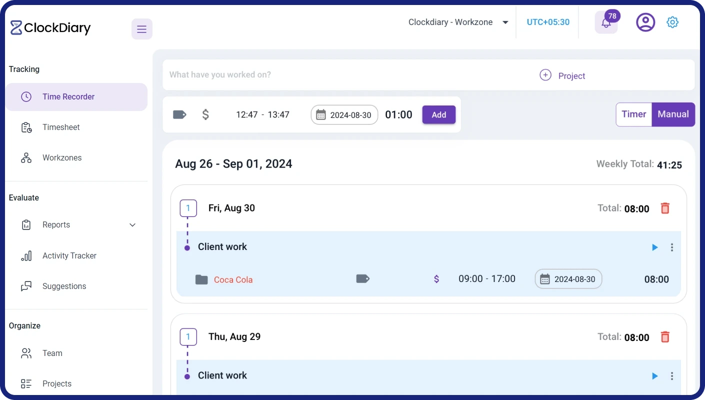 Track Time in Third shift with Clockdiary Automatic Time Recorder