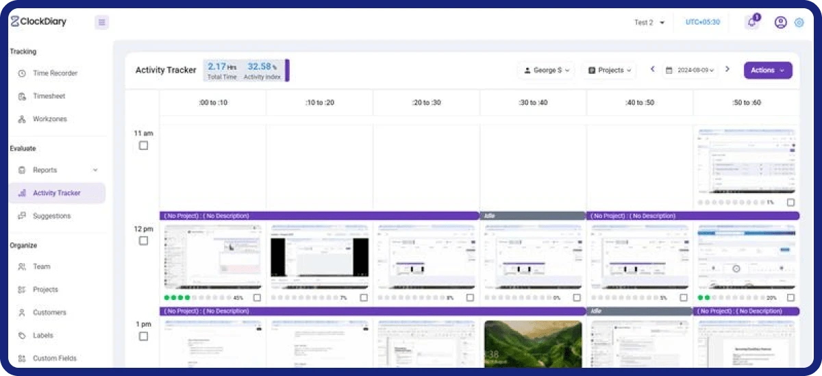 Clockdiary "Activity Tracker" Captures Screenshots Every 10 Minutes for Organized Activity Logging