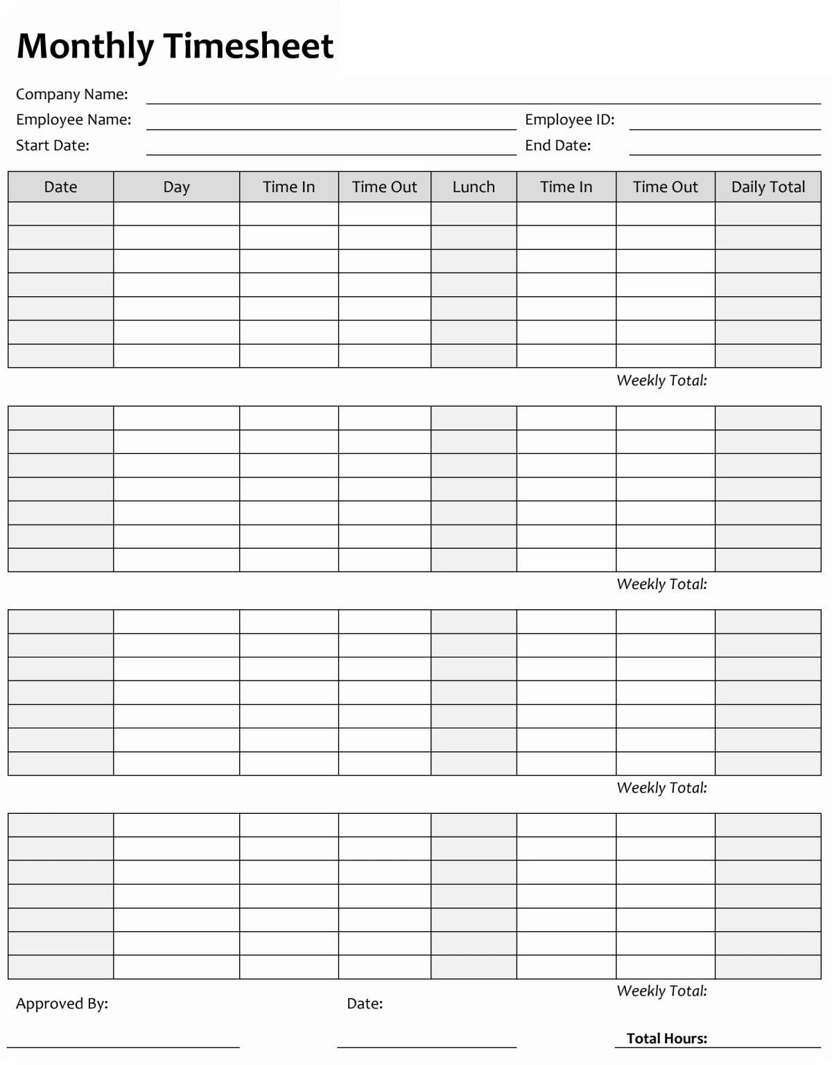 Here's How a Monthly Timesheet Looks Like 
