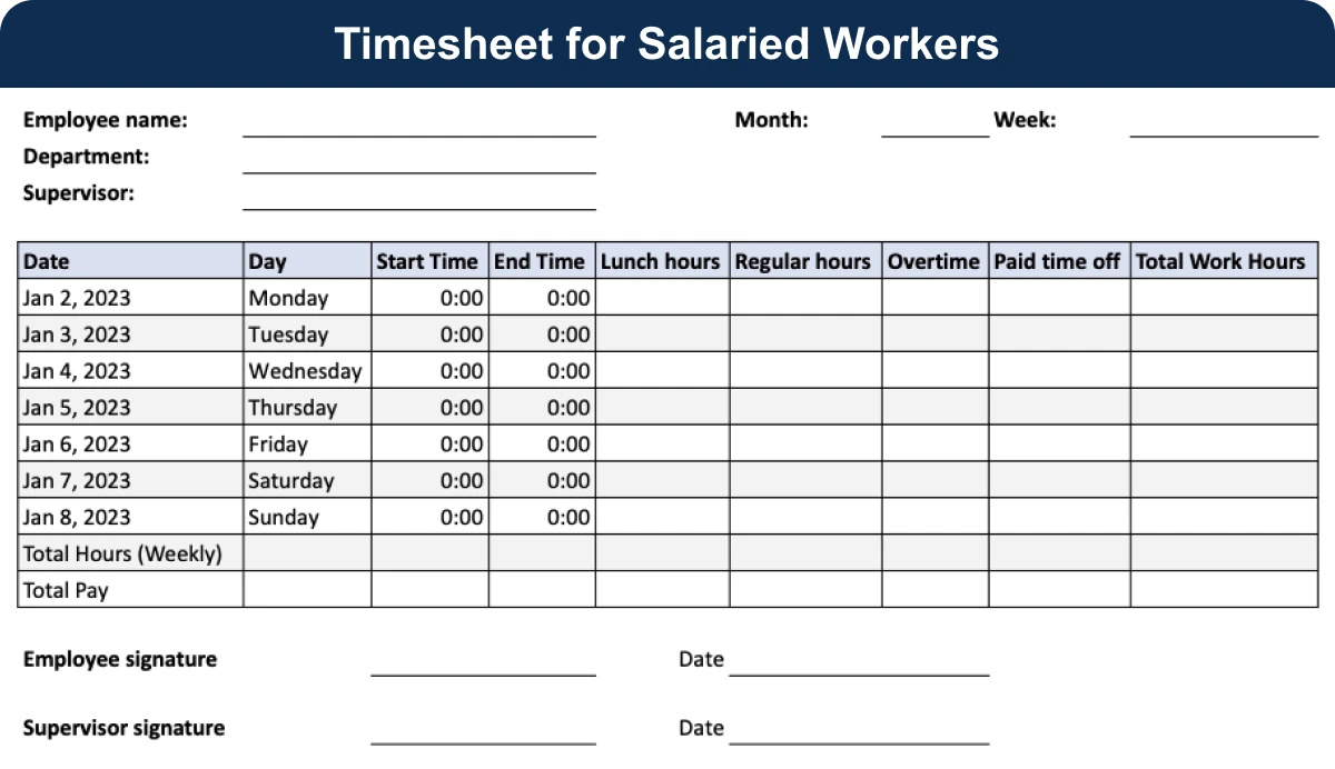 Here's How A Timesheet for Salaried Workers Looks Like