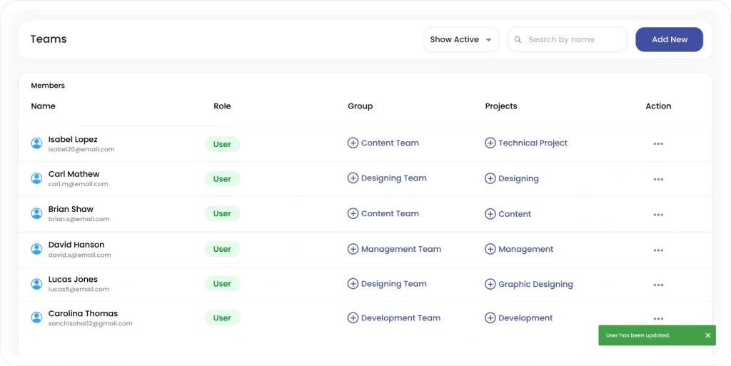 main team dashboard 