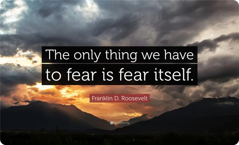 "The only thing we have to fear is fear itself." - Franklin D. Roosevelt. 