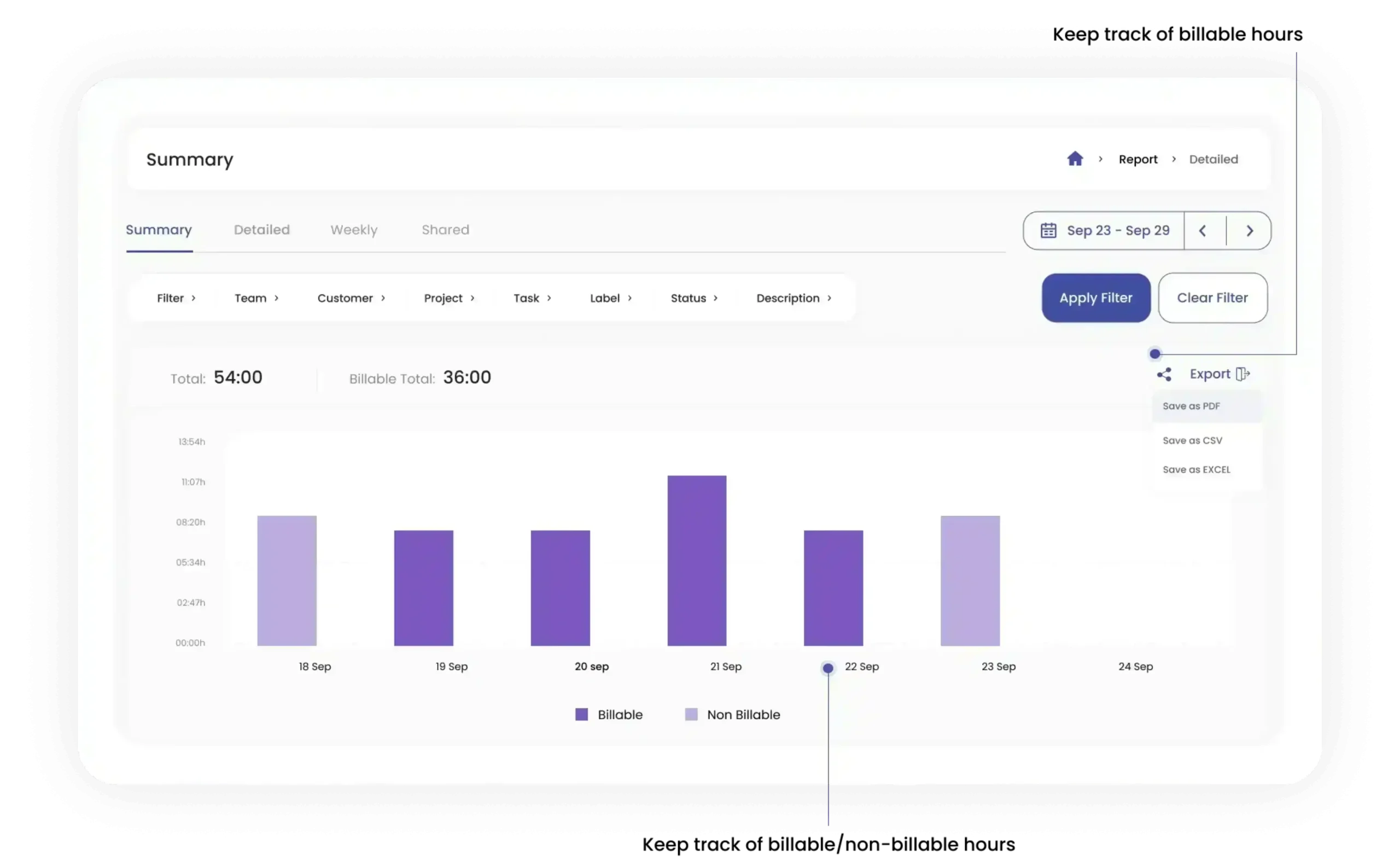 Clockdiary Detailed Reports and Insights 