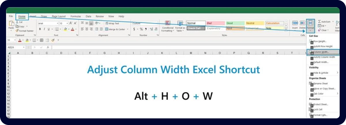 Setting Up Columns in Excel