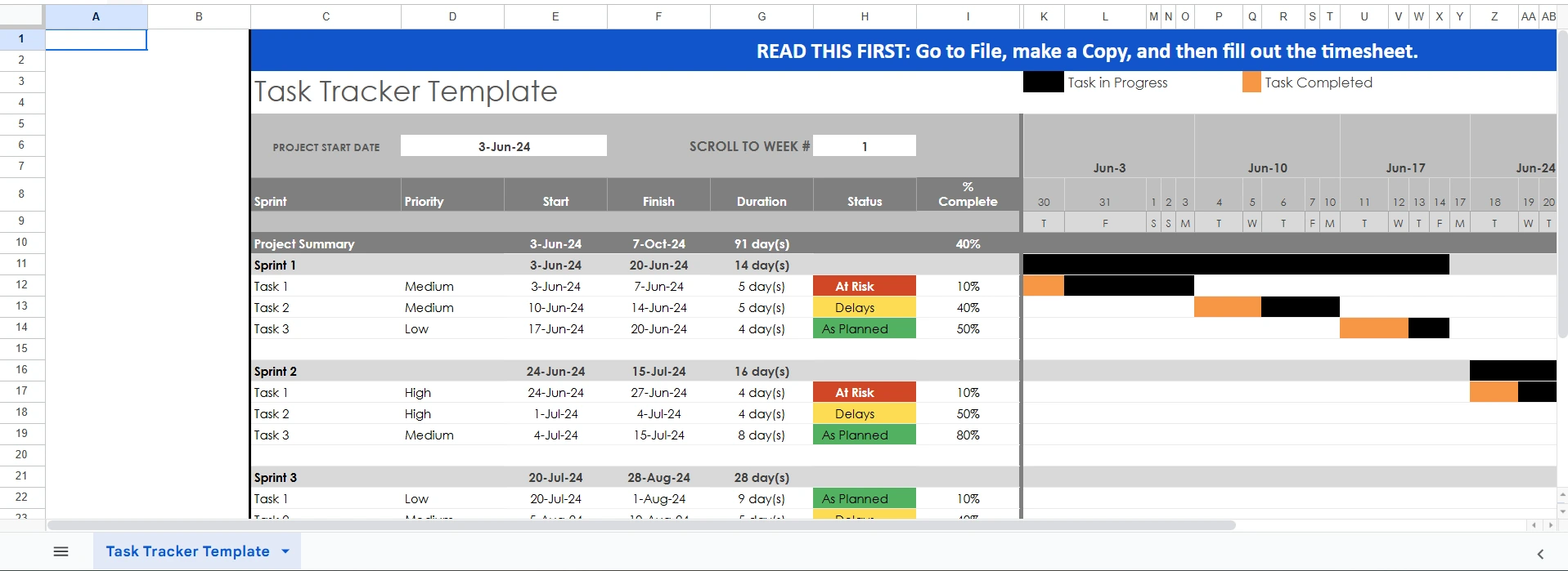 Task Tracker Sheet Template 