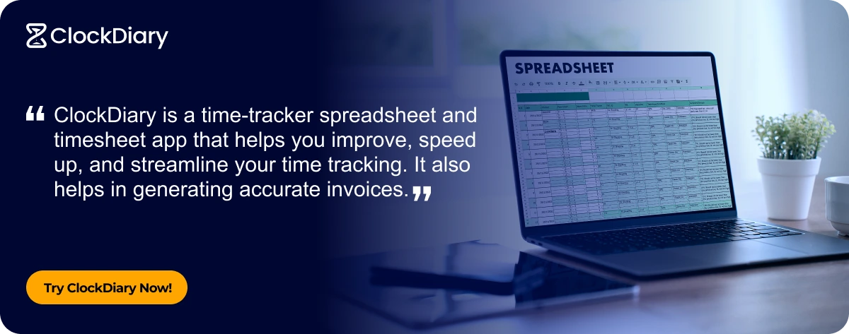 Clockdiary CTA Image on Excel Time Tracking Templates 