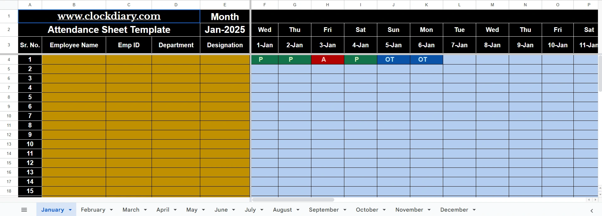 Annual Employee Attendance Summary Template