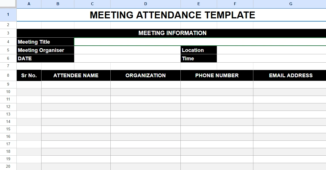 Seminar or Webinar Attendance Template