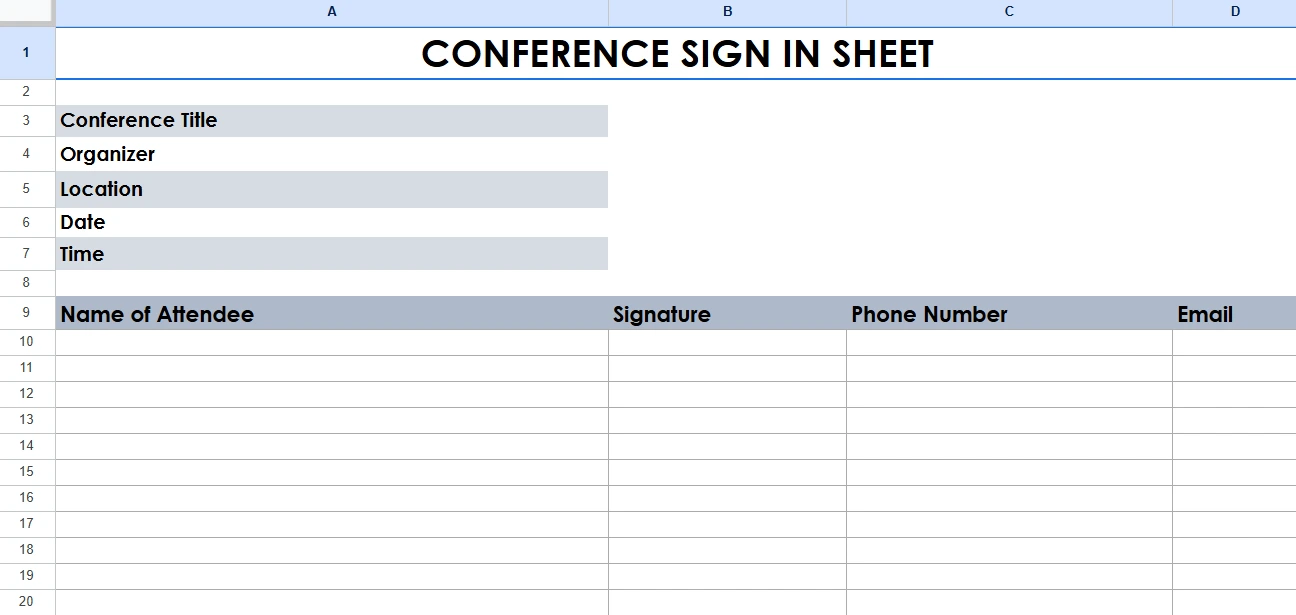 Workshop/Conference Attendance Template