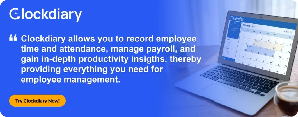 Clockdiary CTA Image to record employee time and attendance