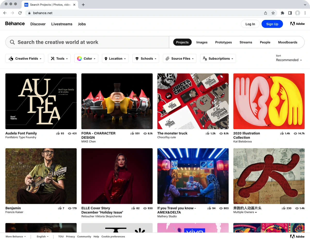 Behance Freelance Website Home Page