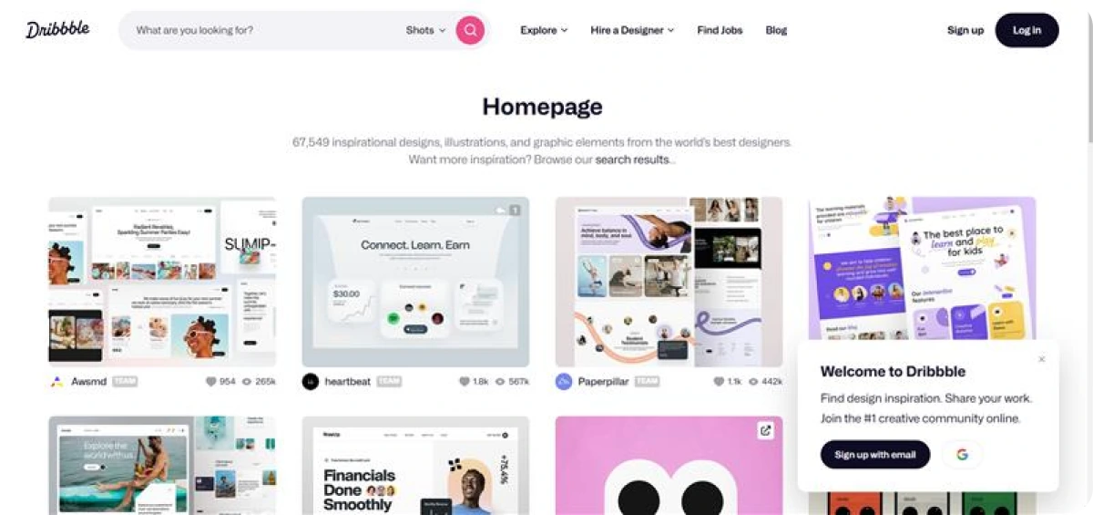 Dribbble Home Page