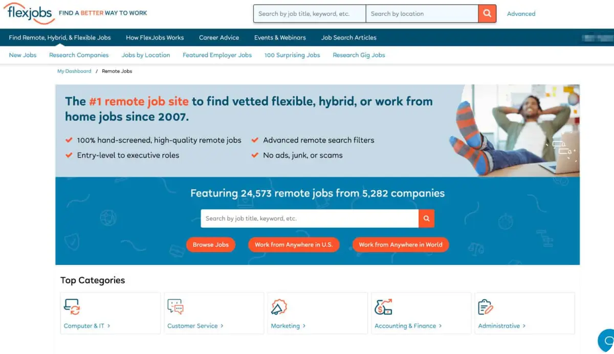 FlexJobs Home Page