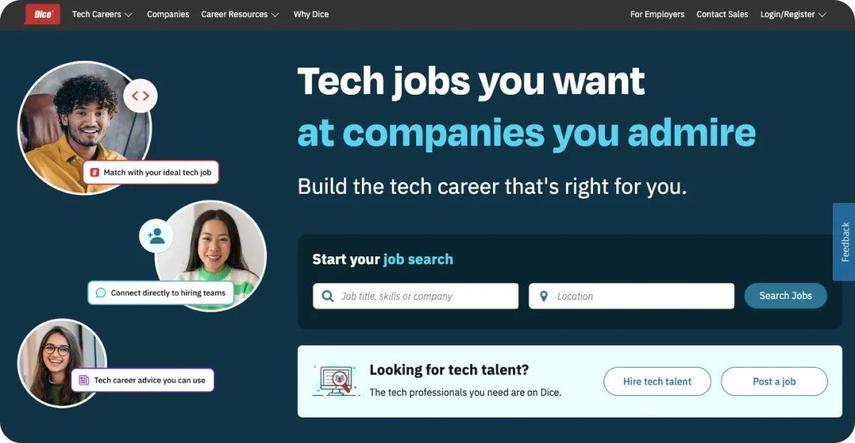 Dice Freelance Website Home Page