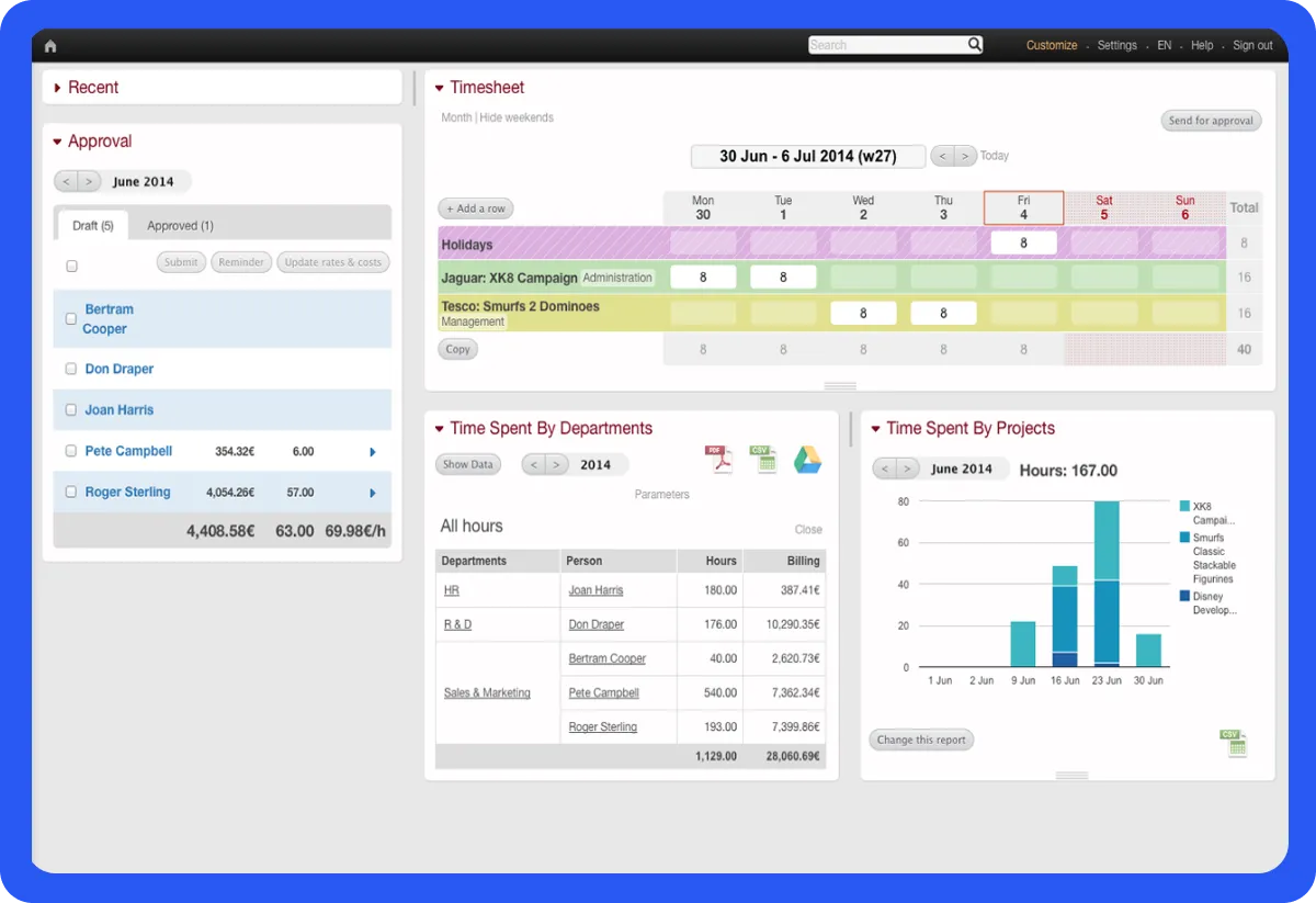 Beebole Timesheet Page
