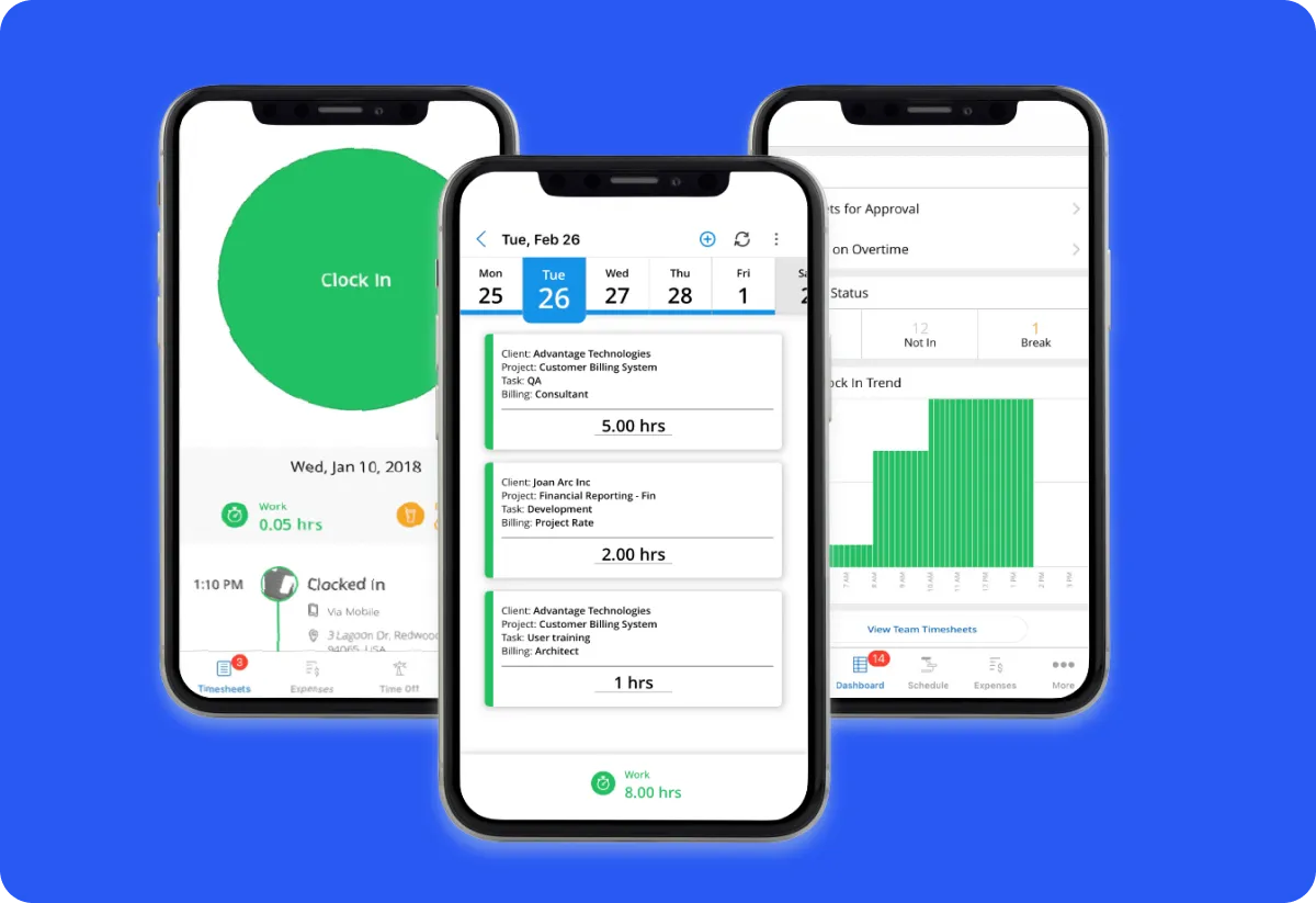 Replicon Dashboard Page