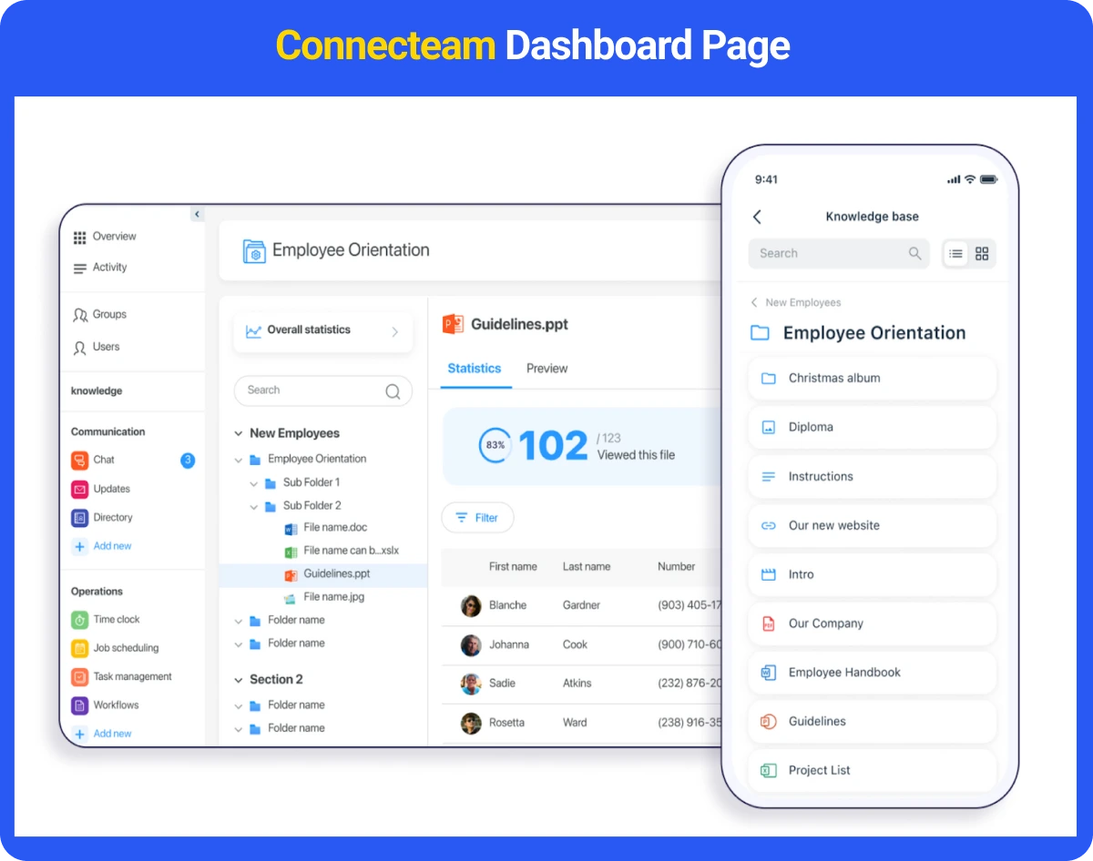 Connecteam Dashboard Page