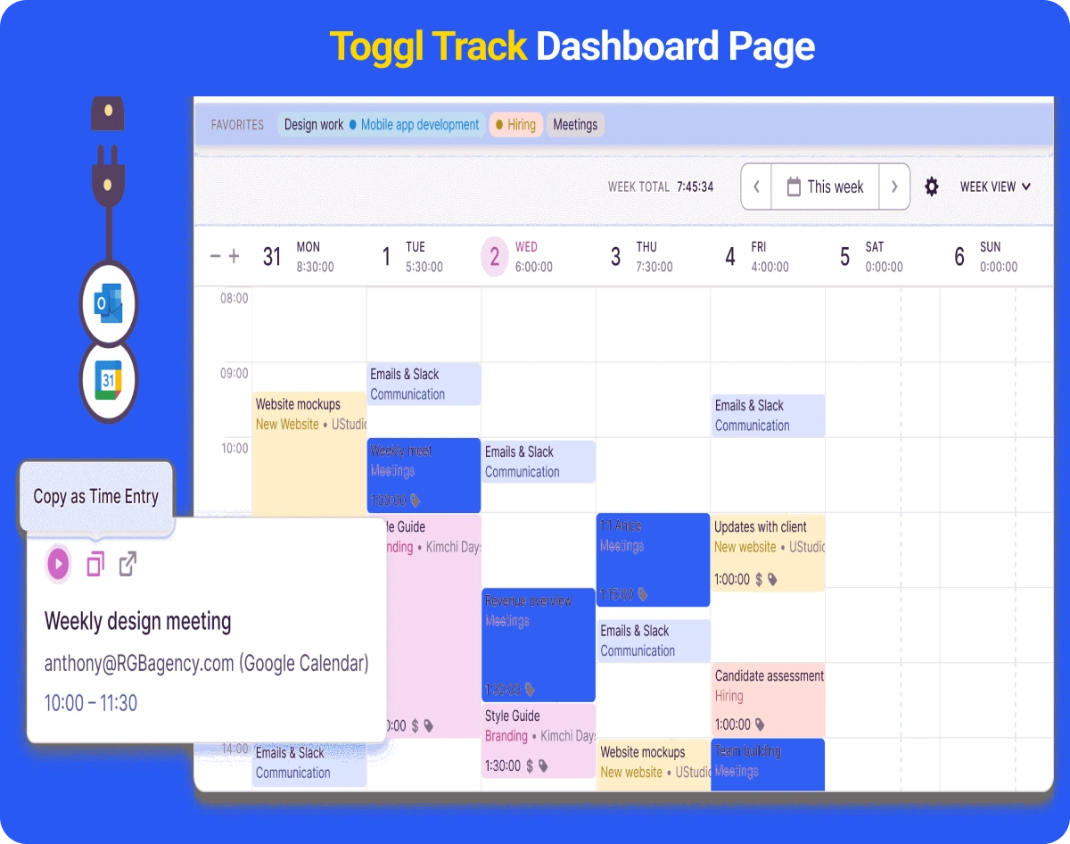 Toggl Track Dashboard Page