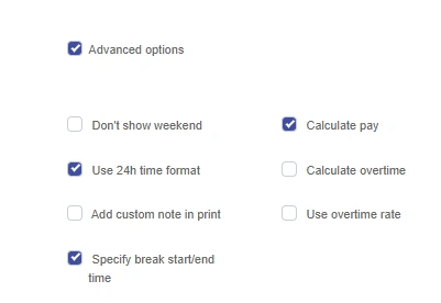 Advanced Options in Free Time Card Calculator