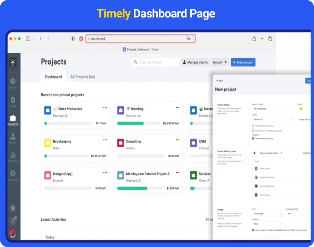 Timely Dashboard Page