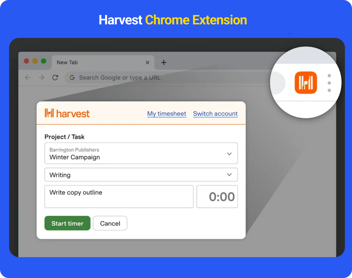 Harvest Time Tracker Chrome Extension