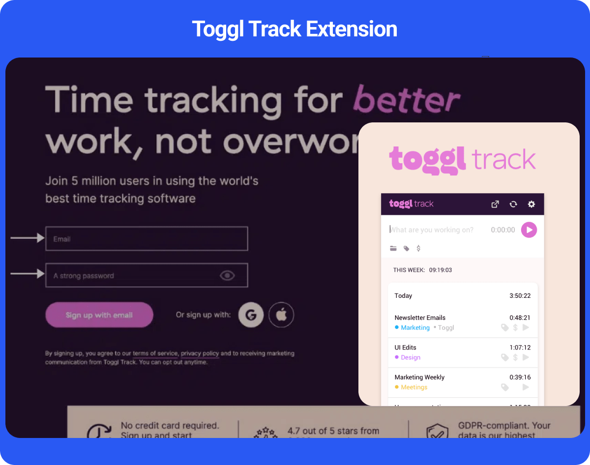 Toggl Track Chrome Extension