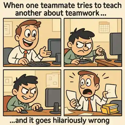 "When SpongeBob tries to teach Plankton about teamwork, and it goes hilariously wrong." Spongebob Teamwork Memes