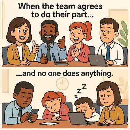 "When the team agrees to do their part... and no one does anything."