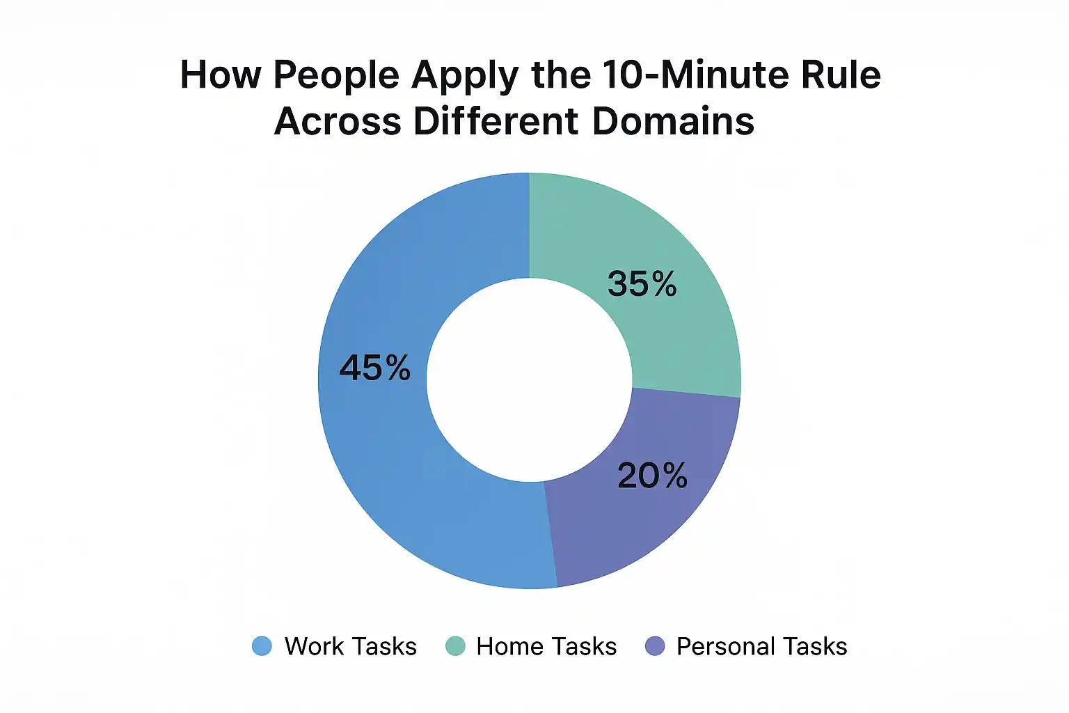 Donut chart showing how people apply the 10 Minute Rule Across Different Domains 