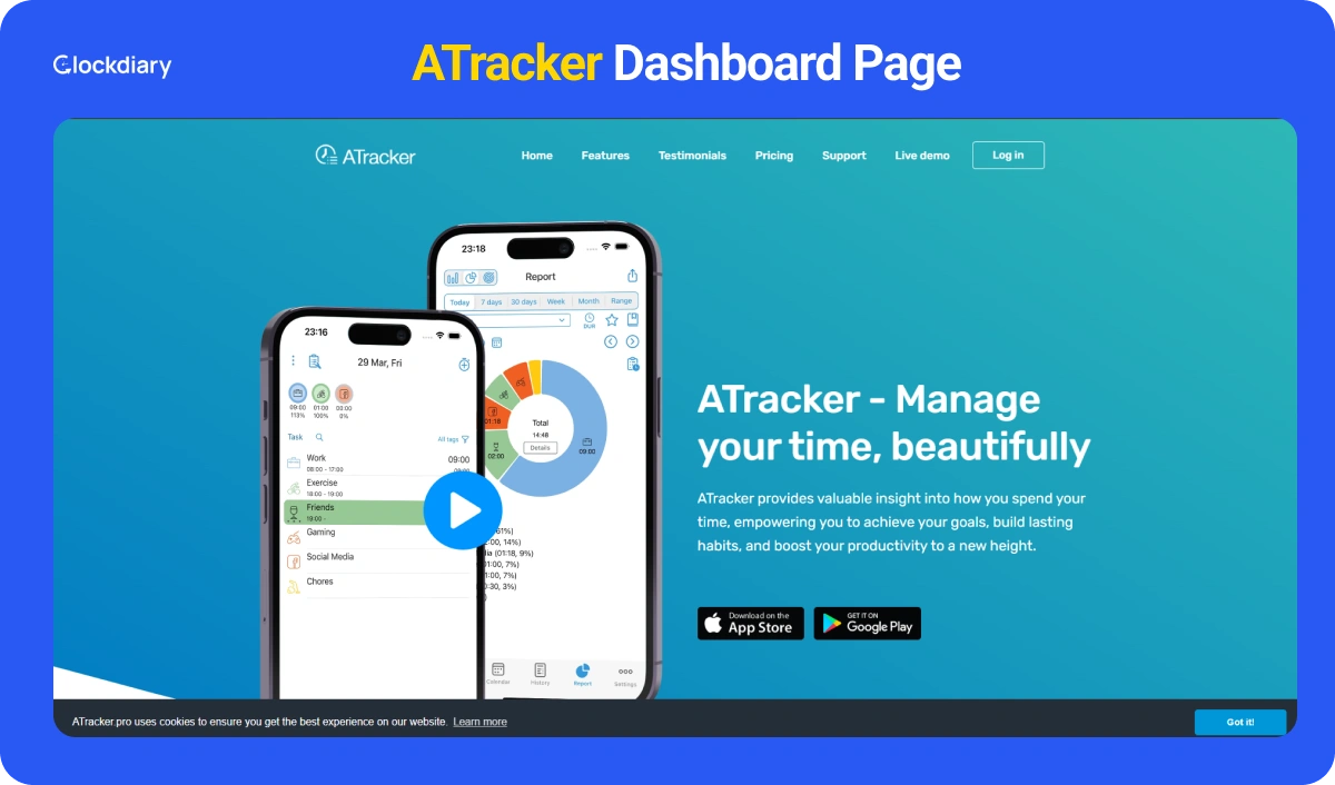 ATracker Dashboard Page