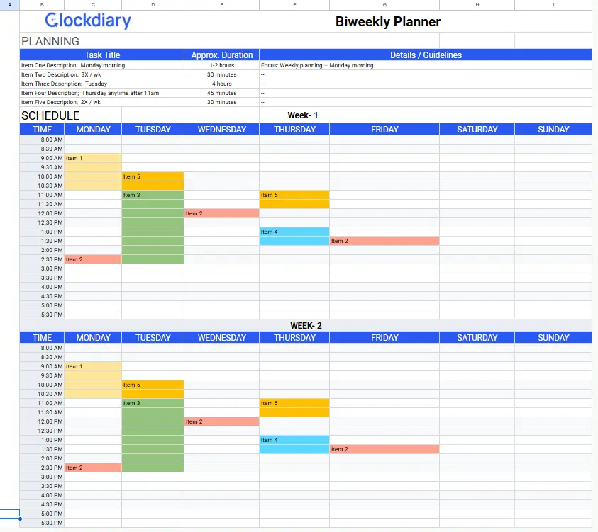 Biweekly Planner