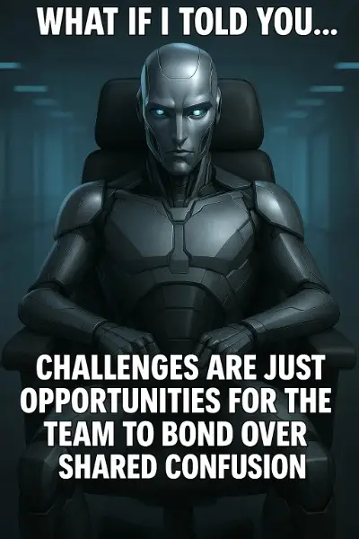 "Challenges are just opportunities for the team to bond over shared confusion."
