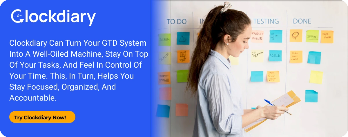 Clockdiary CTA Image on Getting Things Done Method