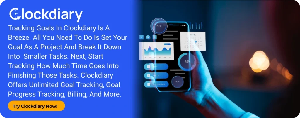 Clockdiary CTA Image on Goal Tracking Apps 