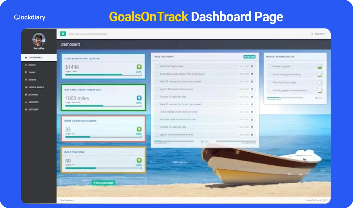 GoalsOnTrack Dashboard Page