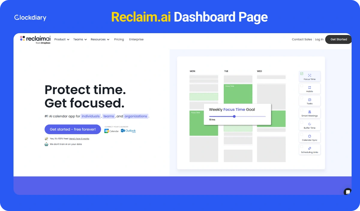 Reclaim.ai Dashboard Page