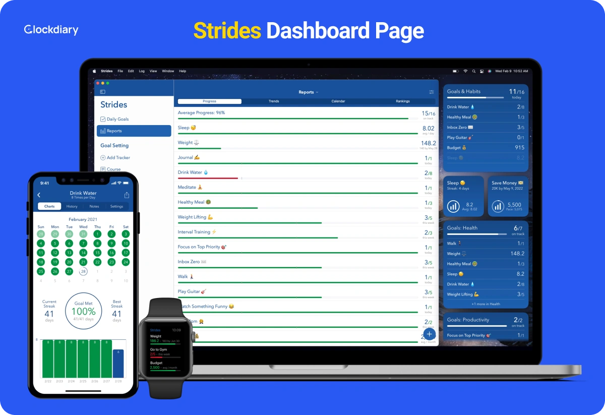 Strides Dashboard Page