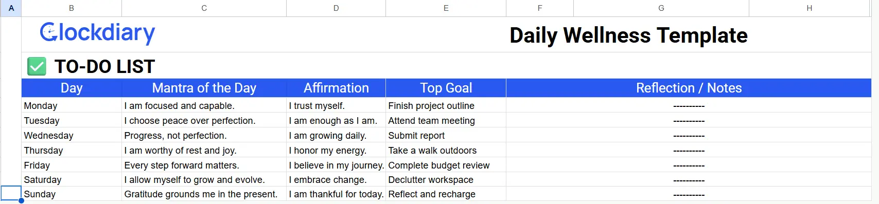 Templates with Daily Mantras