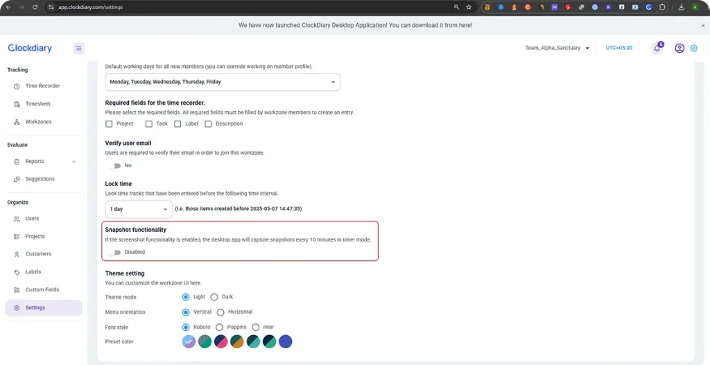 setting of screenshot functioanlity