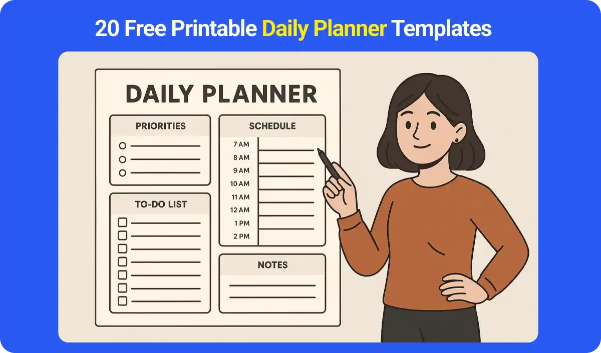 20 Fee Printable Daily Planner Templates Intro Image