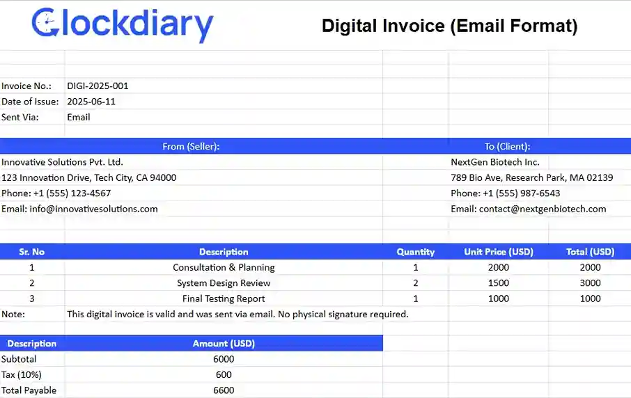 Digital Invoice