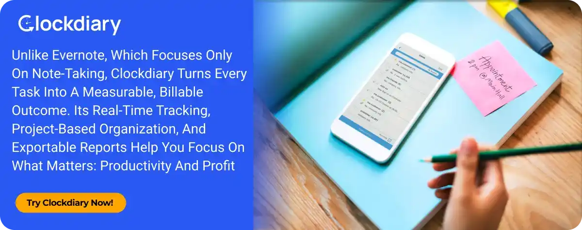 Clockdiary Pro Tip for Evernote Alernatives
