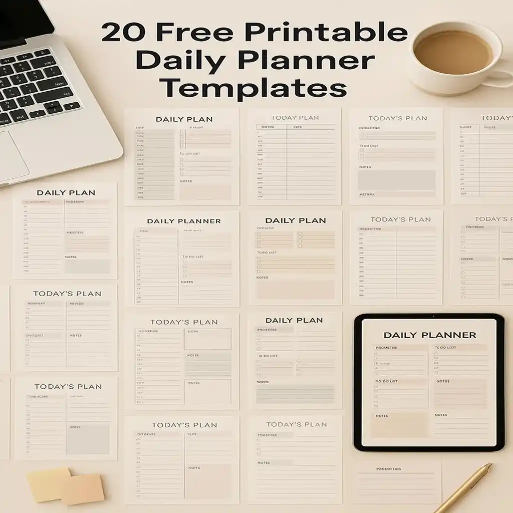 20 Free Printable Daily Planner Templates