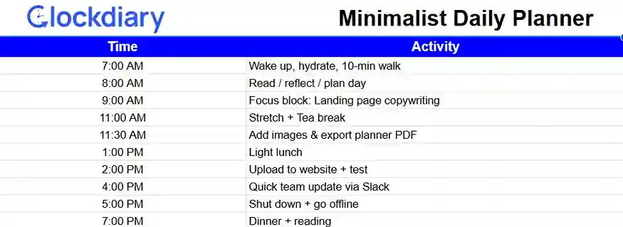 Minimalist Daily Planner