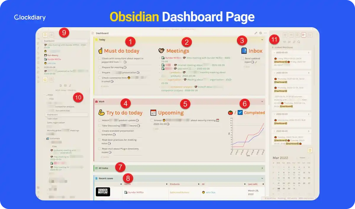 Obsidian Dashboard Page