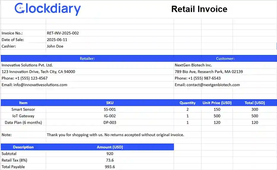 Retail Invoice