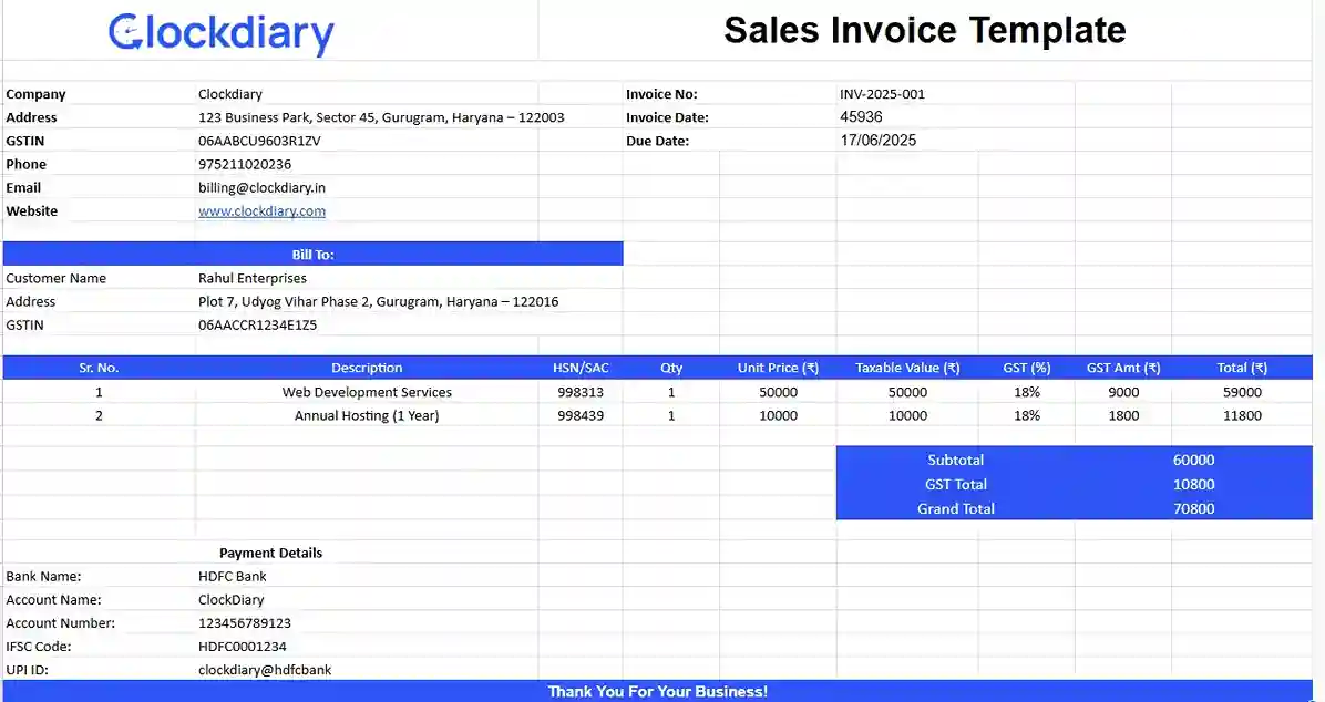 Sales Invoice Template
